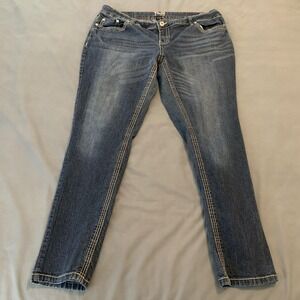 Jade Jeans Womens Jeans 20 Blue Denim Straight Leg Contrast Stitch Mid Rise